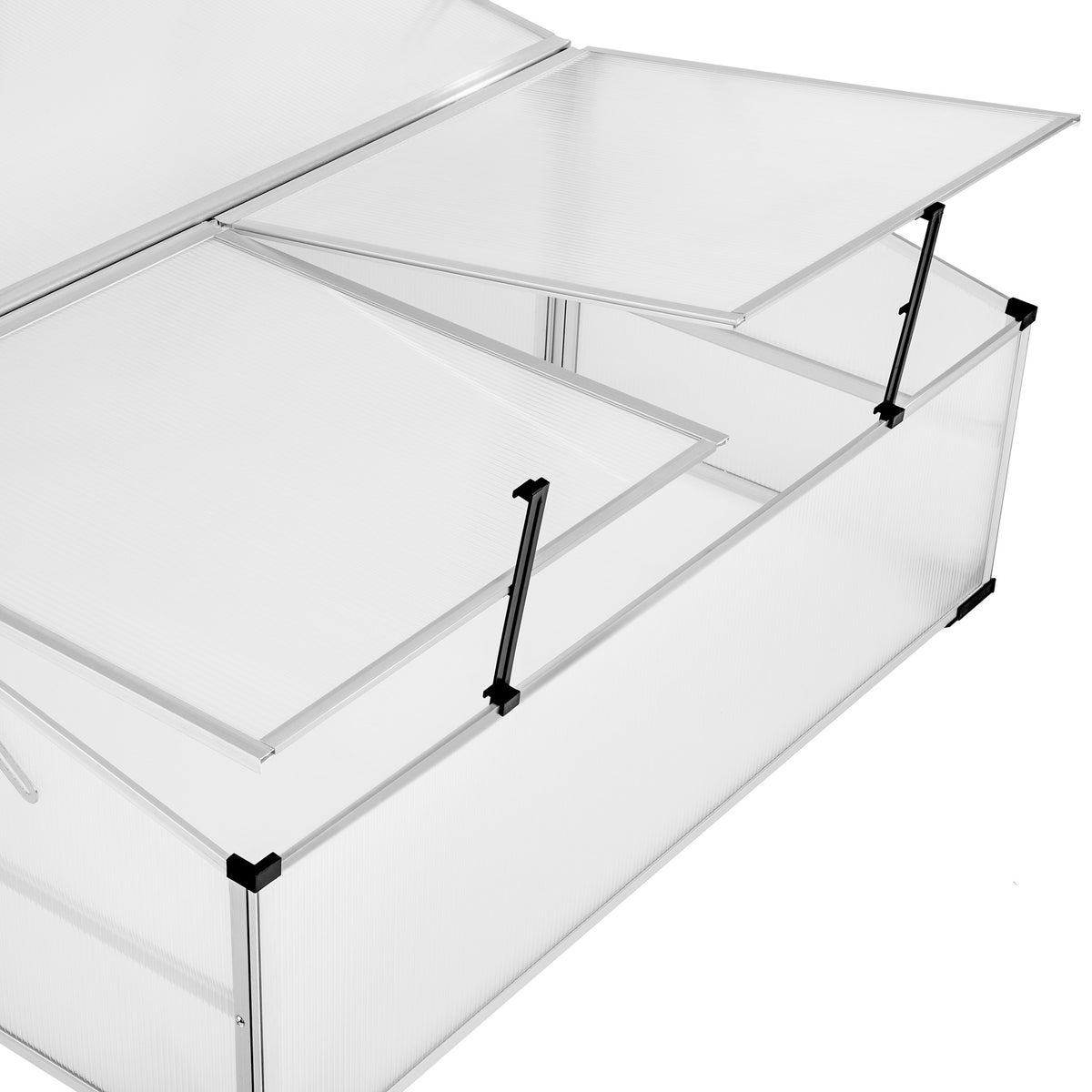tectake dubbele kweekbak van aluminium, gemonteerd met behulp van een steeksysteem