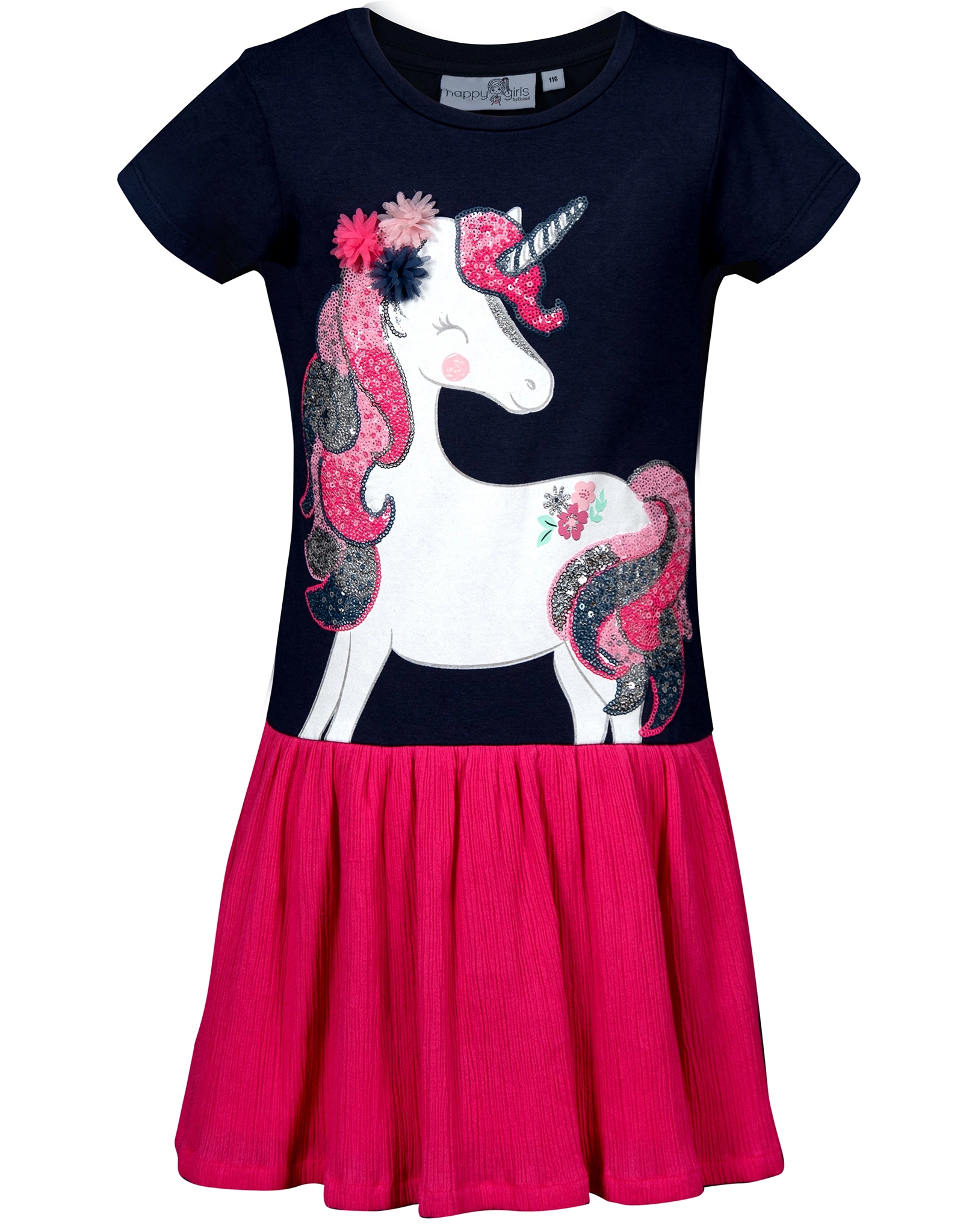 Kurzarmkleid HAPPY UNICORNS in pink