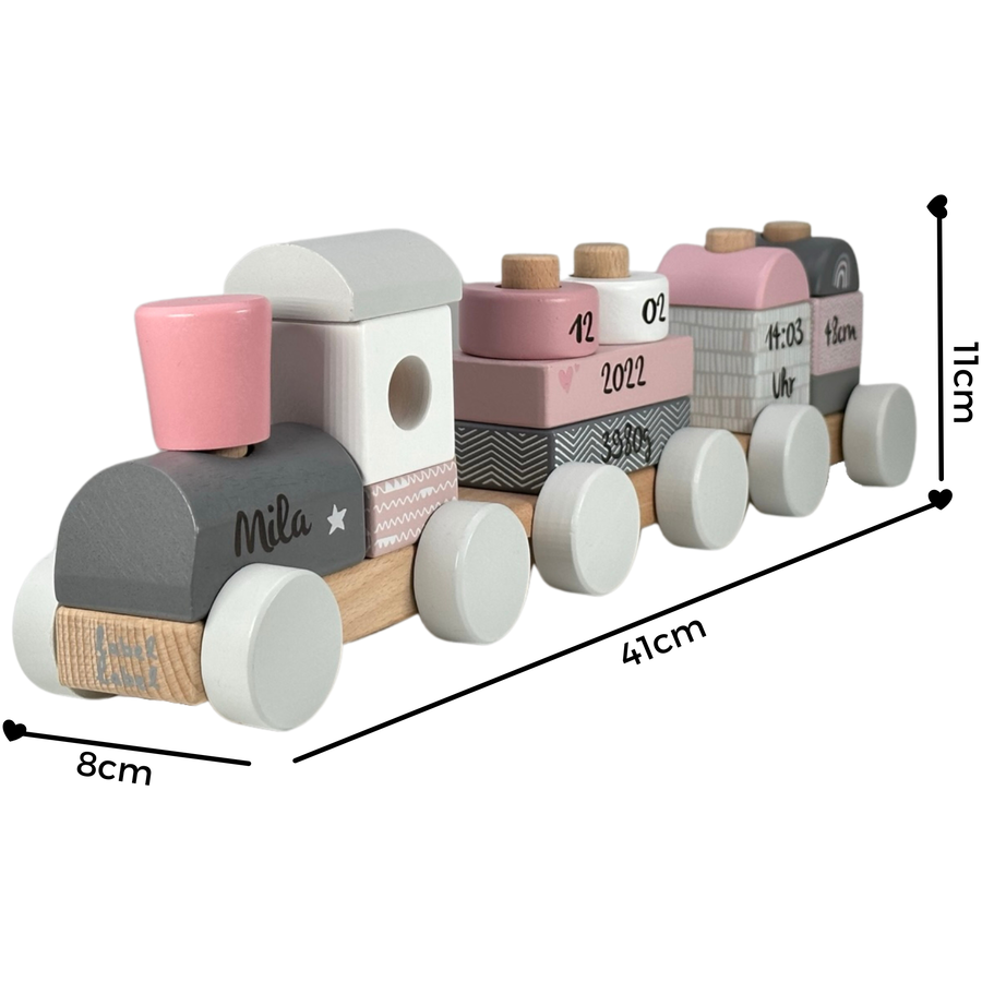 Beyounic Holz- Eisenbahn rosa