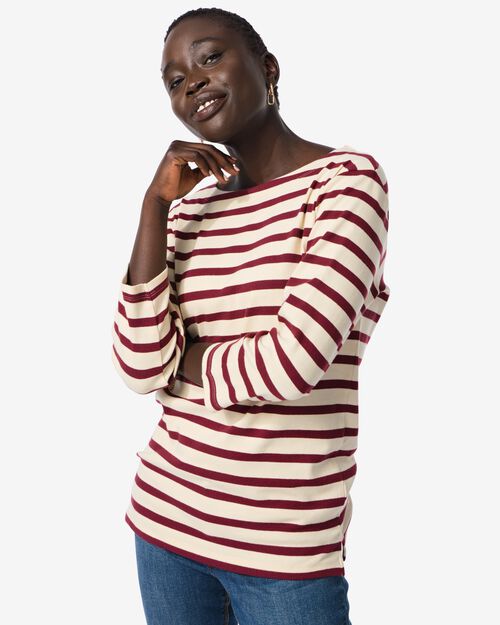 t-shirt femme col bateau bordeaux