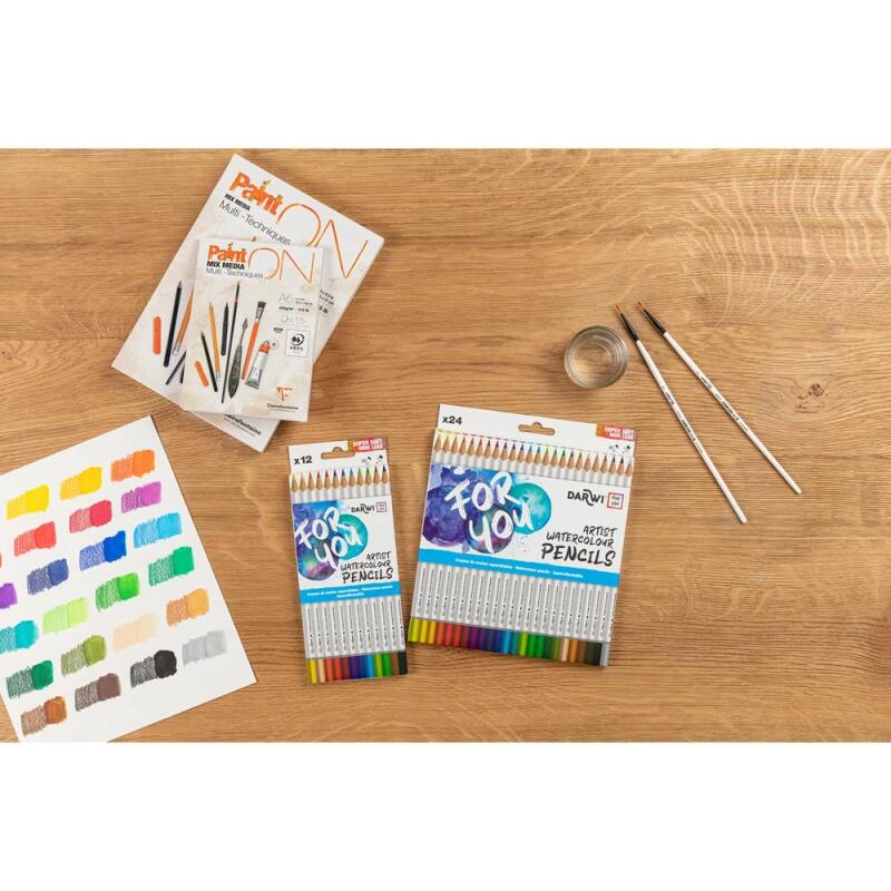 Darwi For You boite de 24 crayons de couleur aquarellables - Assortiment