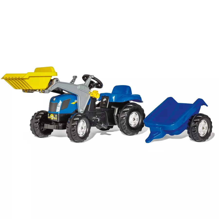 Rolly Toys Trettraktor New Holland T7040 mit Anhänger + Frontlader Blau Blau