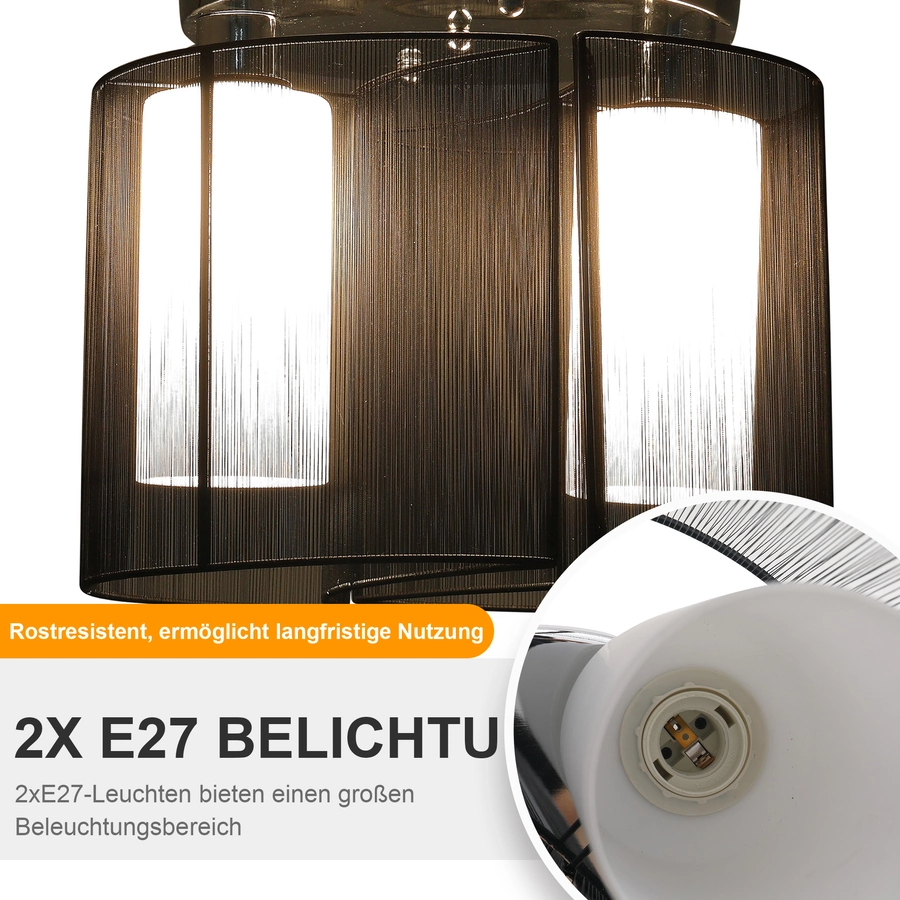 HOMCOM Deckenlampe 2-flammig schwarz