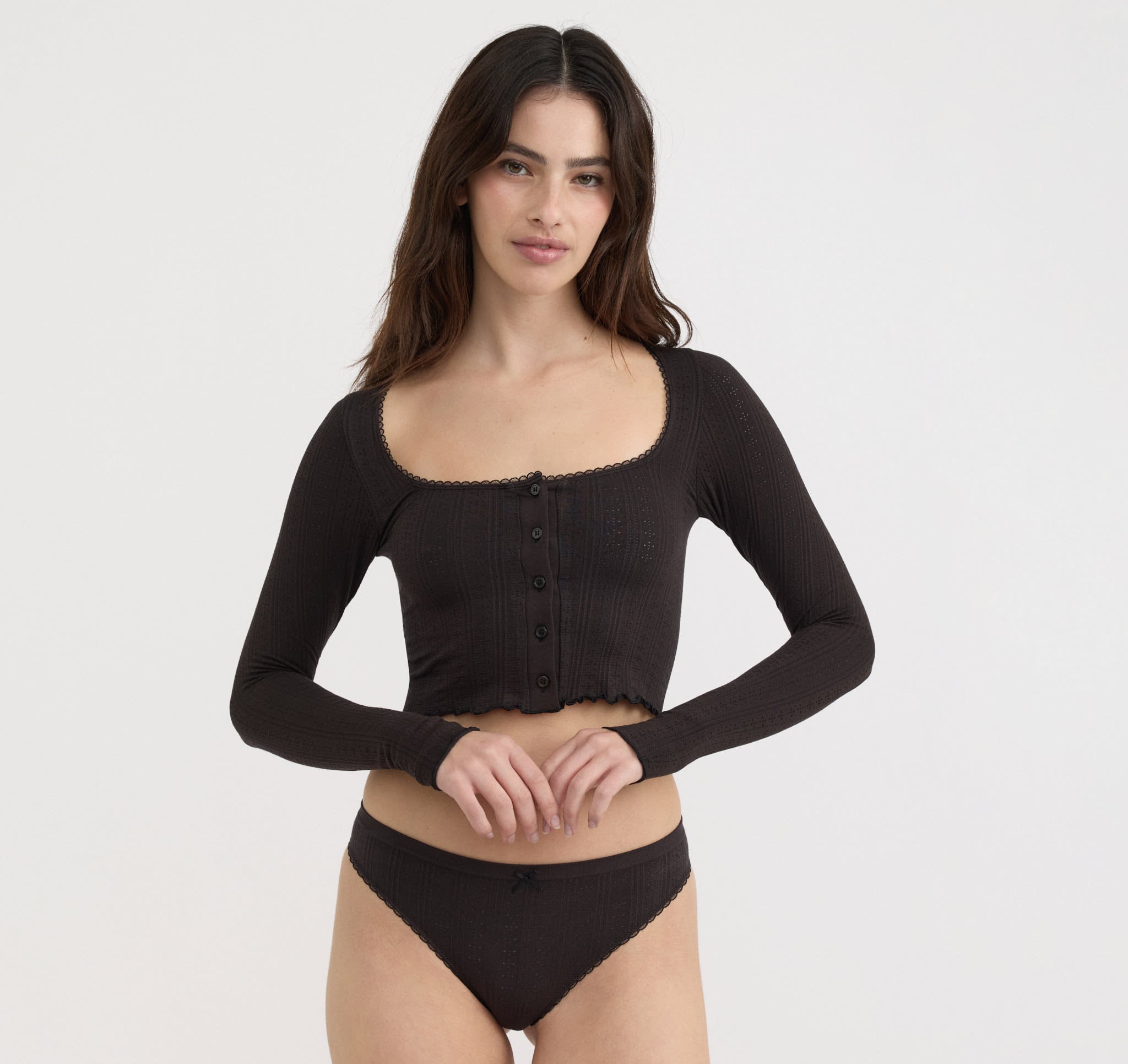 LENZING™ ECOVERO™ VISCOSE<br>Pointelle Cardigan