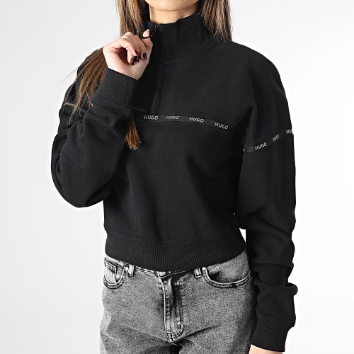 Sweat Col Zippé Crop Femme Darini 50482938 Noir Doré