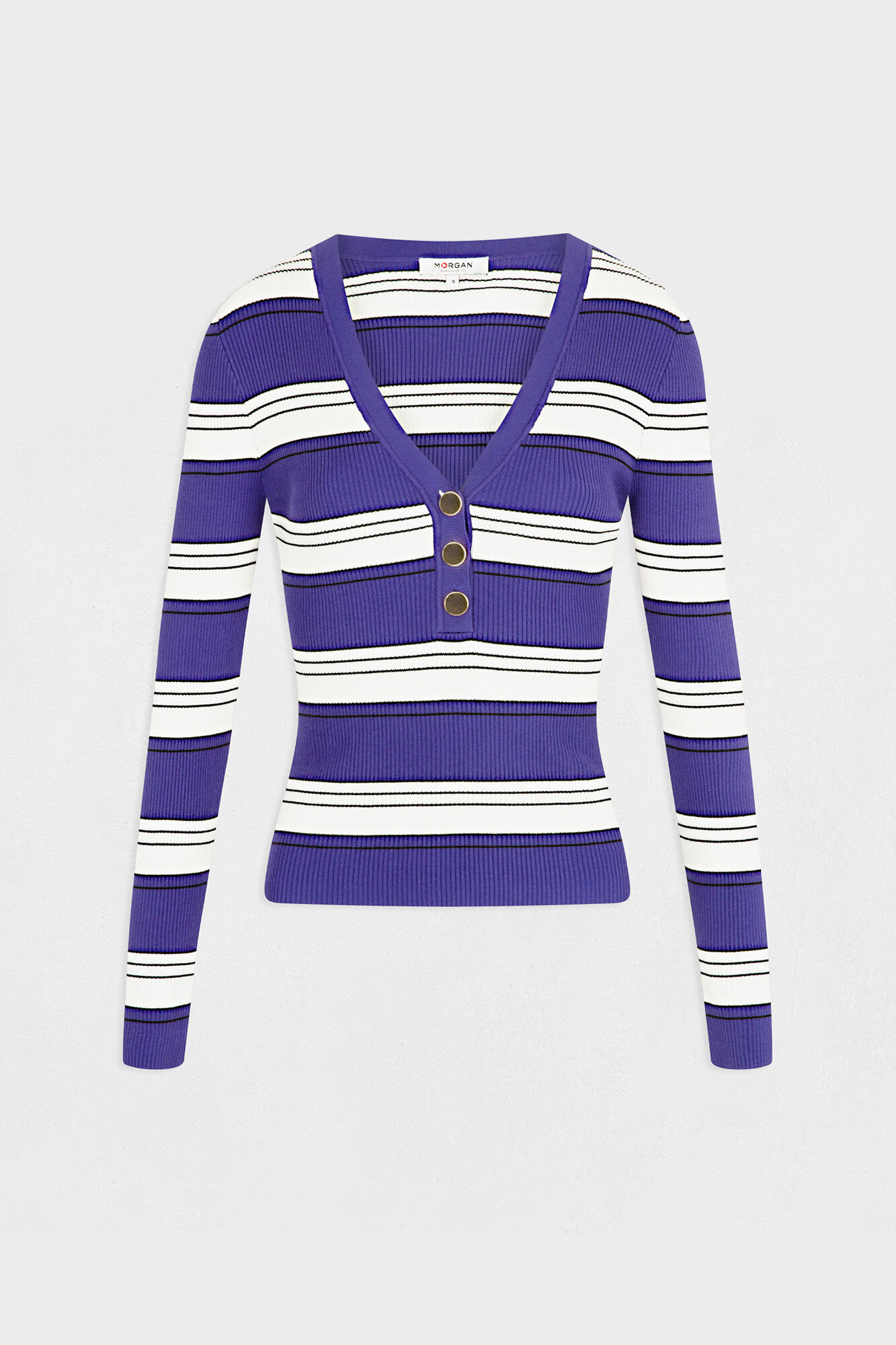 Camisa listrada de manga comprida - Roxa