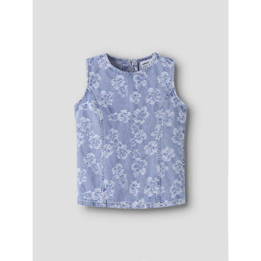 Køb Name It Light Blue Denim Flowers Nkflucy Sl Dnm Jacq Top 2440-Ja H