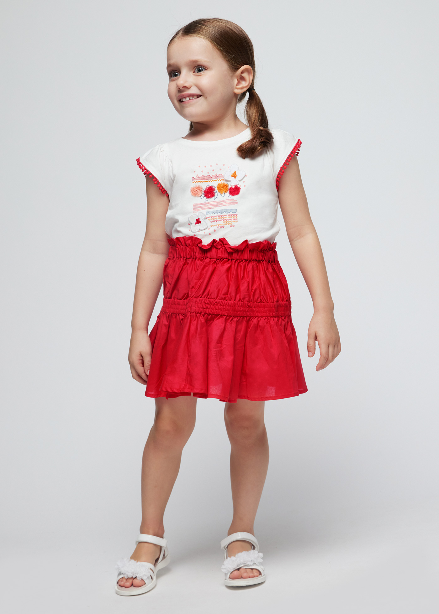 Camiseta Better Cotton com apliques para meninas, Branco-Jade