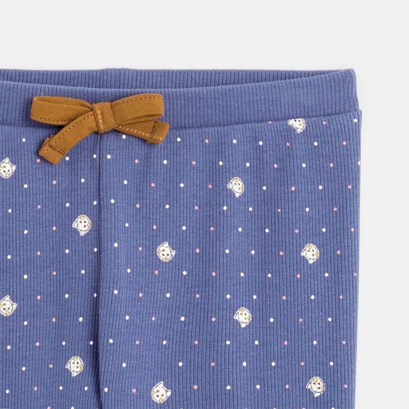 Legging à motifs maille côte plate bleu bébé fille Bleu