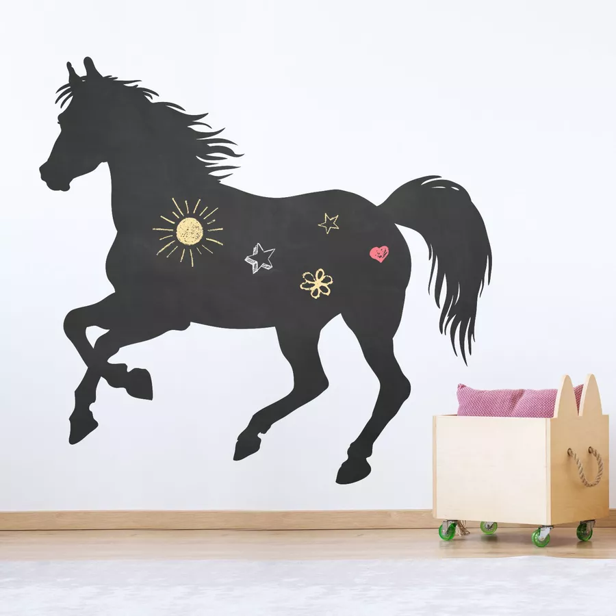 Nikima Wandtattoo 007 Pferd 2 - selbstklebende Tafelfolie Kreidefolie inkl. 3 Stück Kreide schwarz