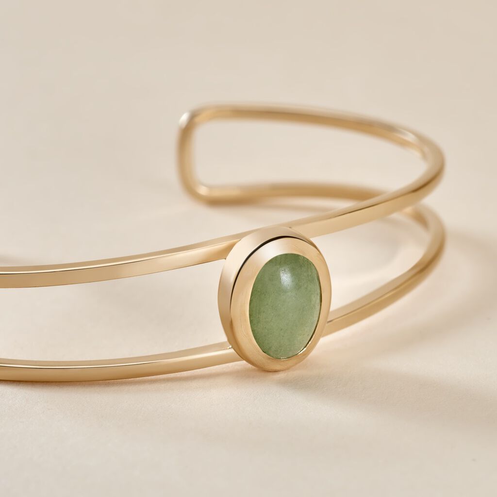 Bracelet Jonc Veina Plaqué Or Jaune Aventurine