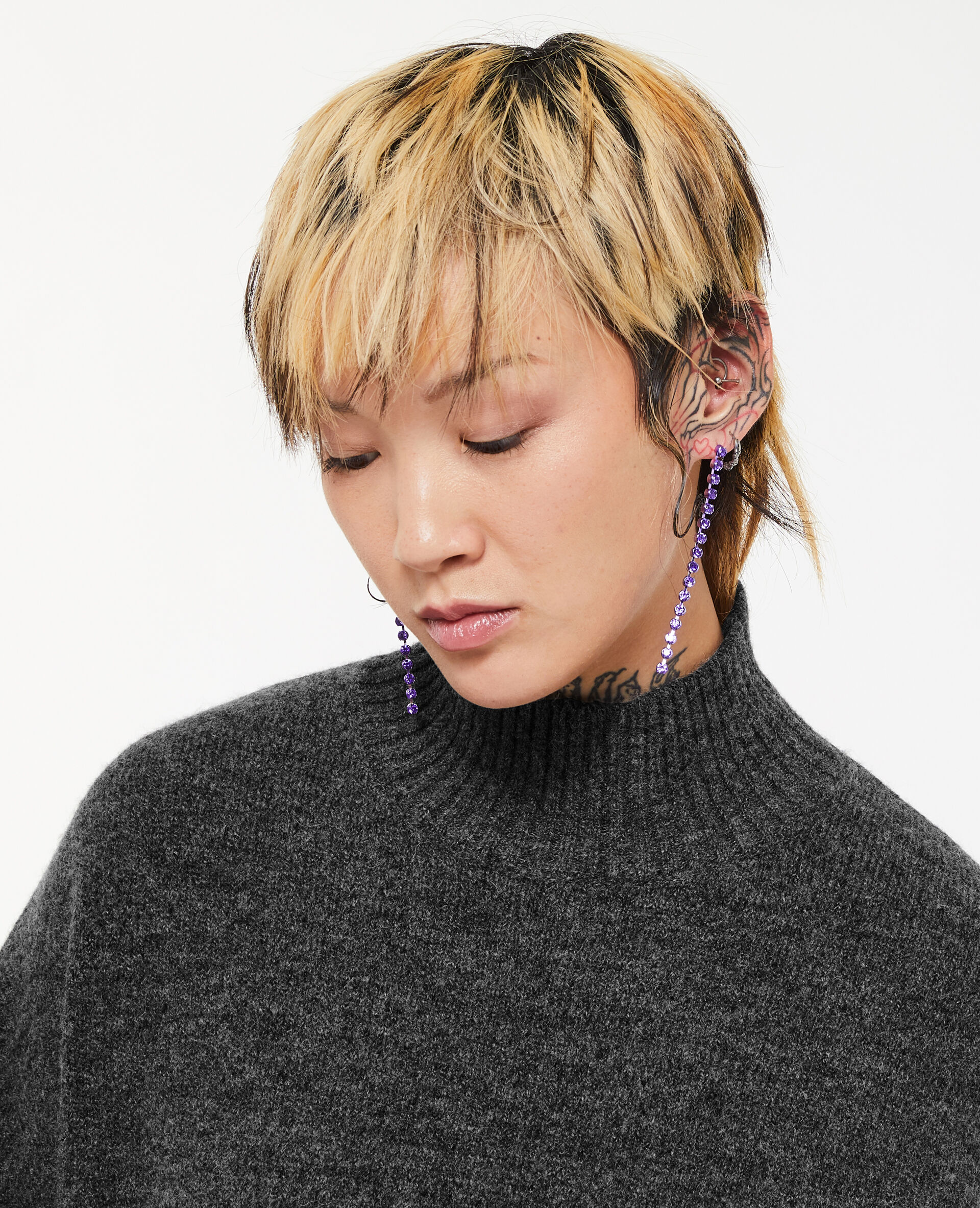Pull oversize col montant - Gris foncé