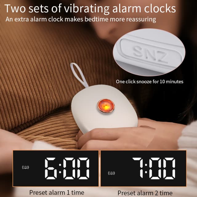 Vibrerende vækkeur med snooze-funktion Hvid