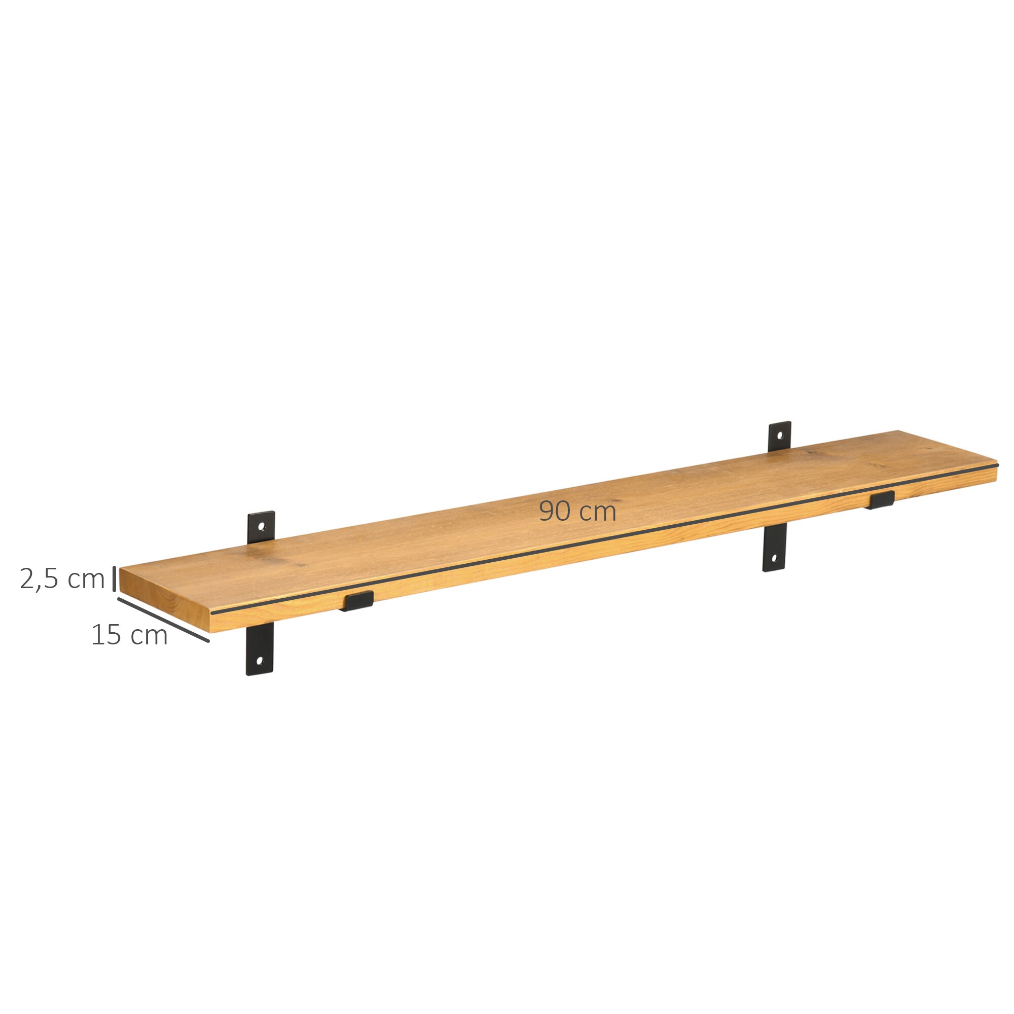 HOMCOM Wandregal mit Holzrahmen braun 90L x 15B x 2,5H cm