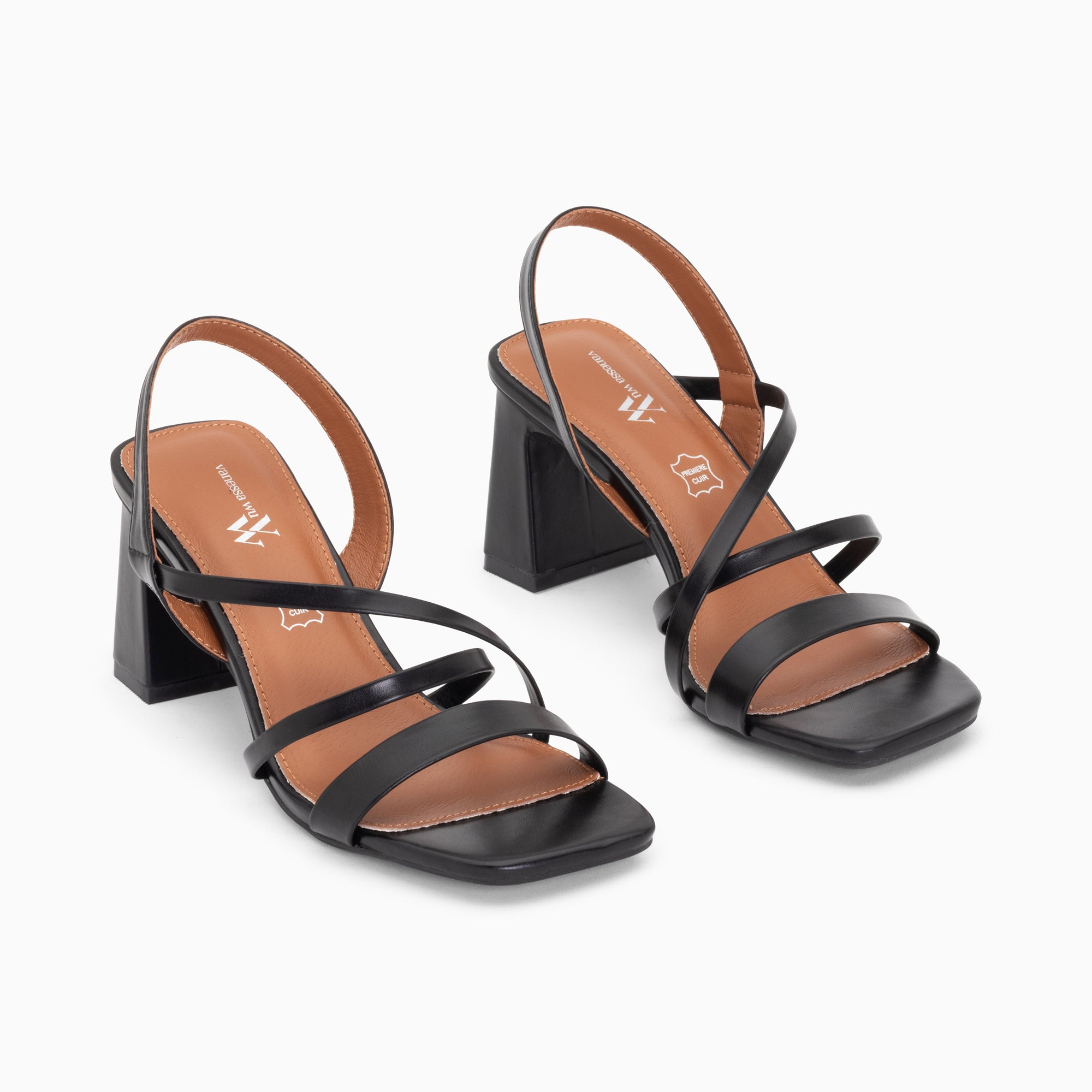 Sandales à talon, Compensées-Sandales Priscilla noires à fines brides et talon haut