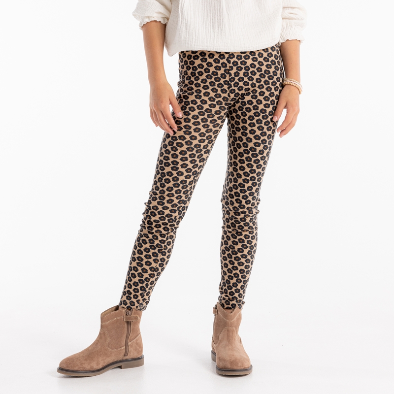 Legging côtelé imprimé léopard marron Fille