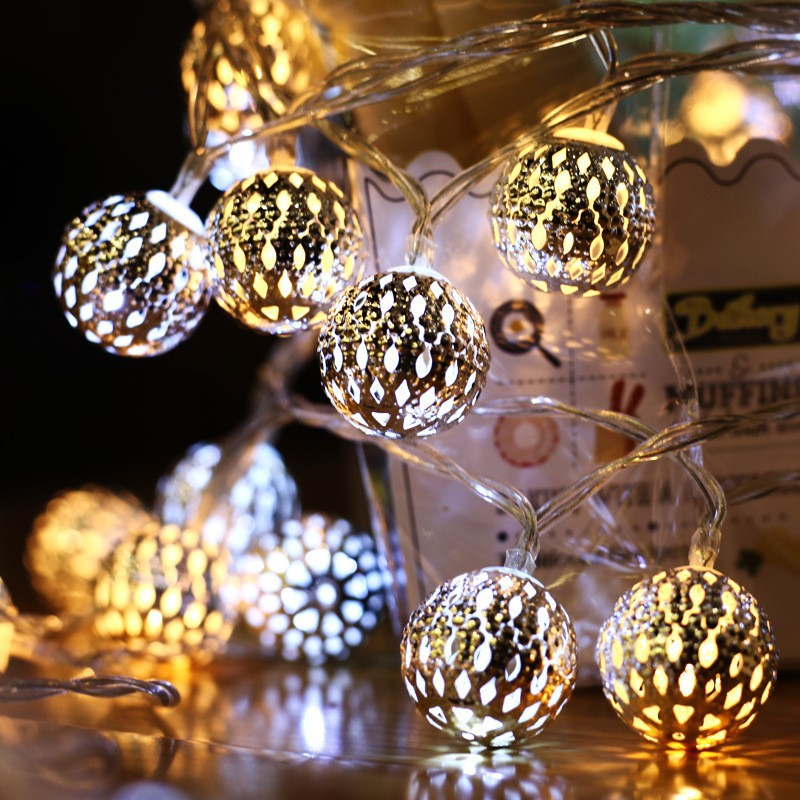 (3m) 20 LED's Orientalische Deko Lichterkette Kugeln Beleuchtung (Batteriebetrieben) - Warmweiss