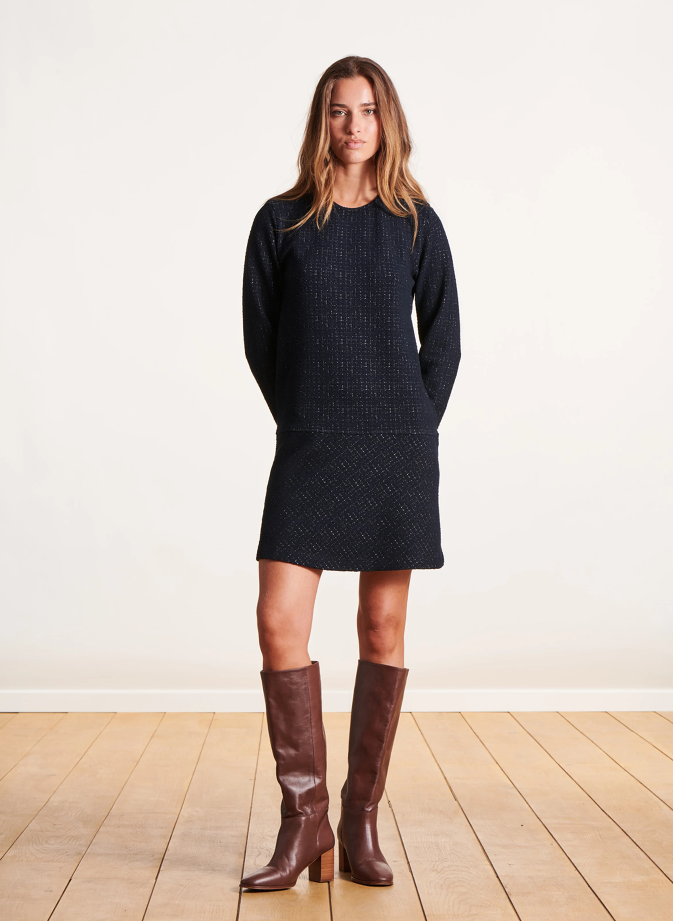 Robe courte patineuses en coton bio mélangé | Bleu