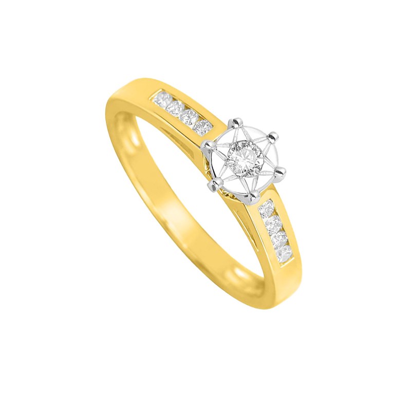 Bague Femme - Or 18 Carats - Diamant 0,19 Carats
