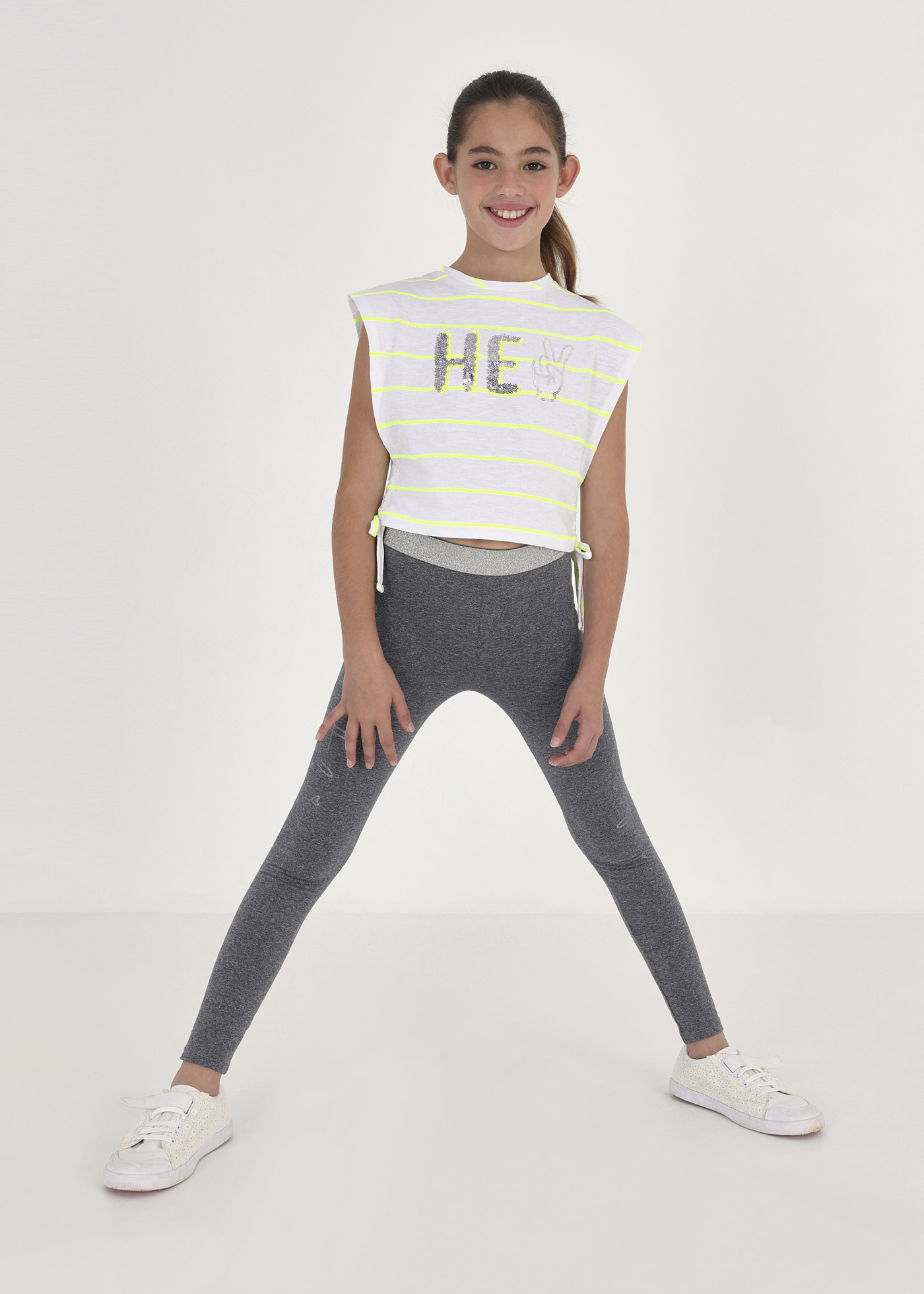 Blusa sem mangas com lantejoulas para meninas