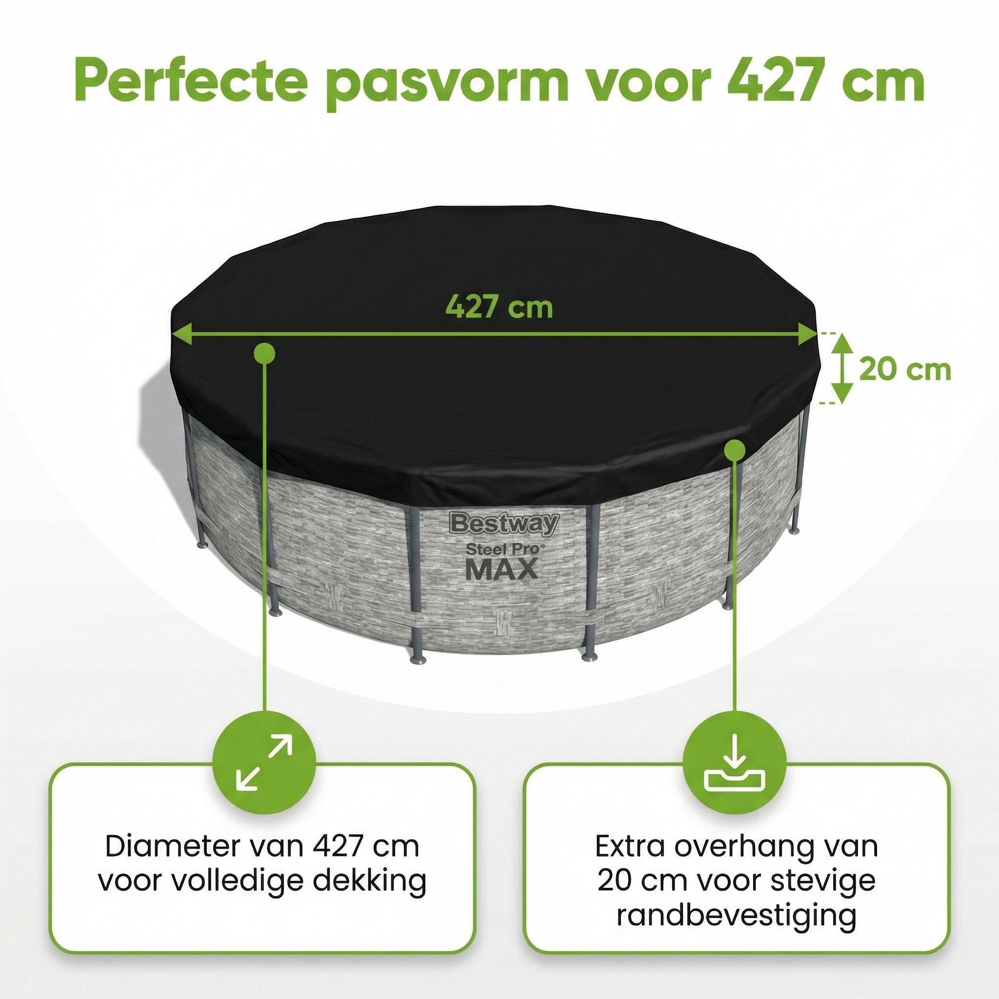 Bestway ø427 cm afdekzeil - Black