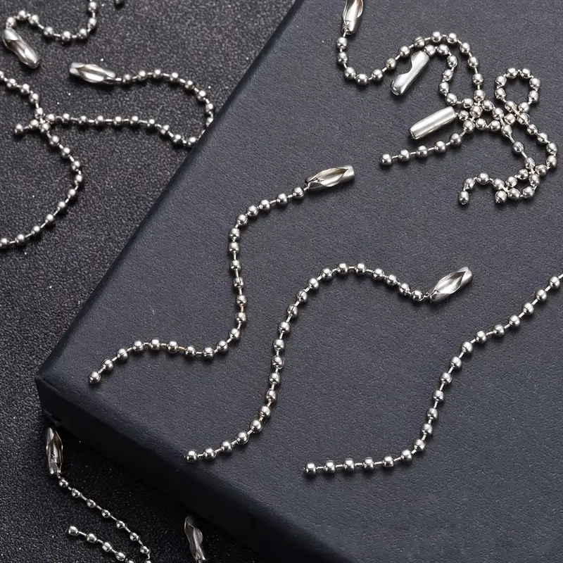 (50er Set) 14.5cm Edelstahl Kette DIY Mercerie Zubehör Bastel Kugelkette für Schlüsselanhänger - Silber