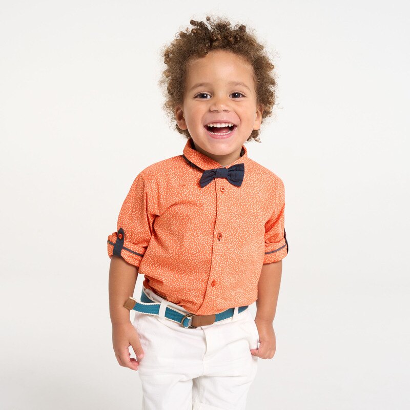 Chemise modulable fleurie orange bébé garçon Orange