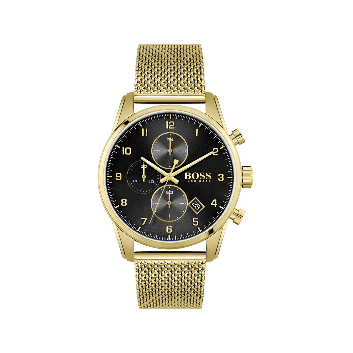 Montre Boss homme chronographe acier doré jaune