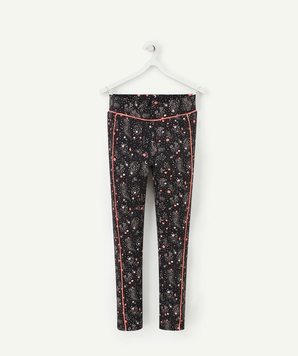 LEGGING FILLE NOIR ET IMPRIMÉ ÉTOILES