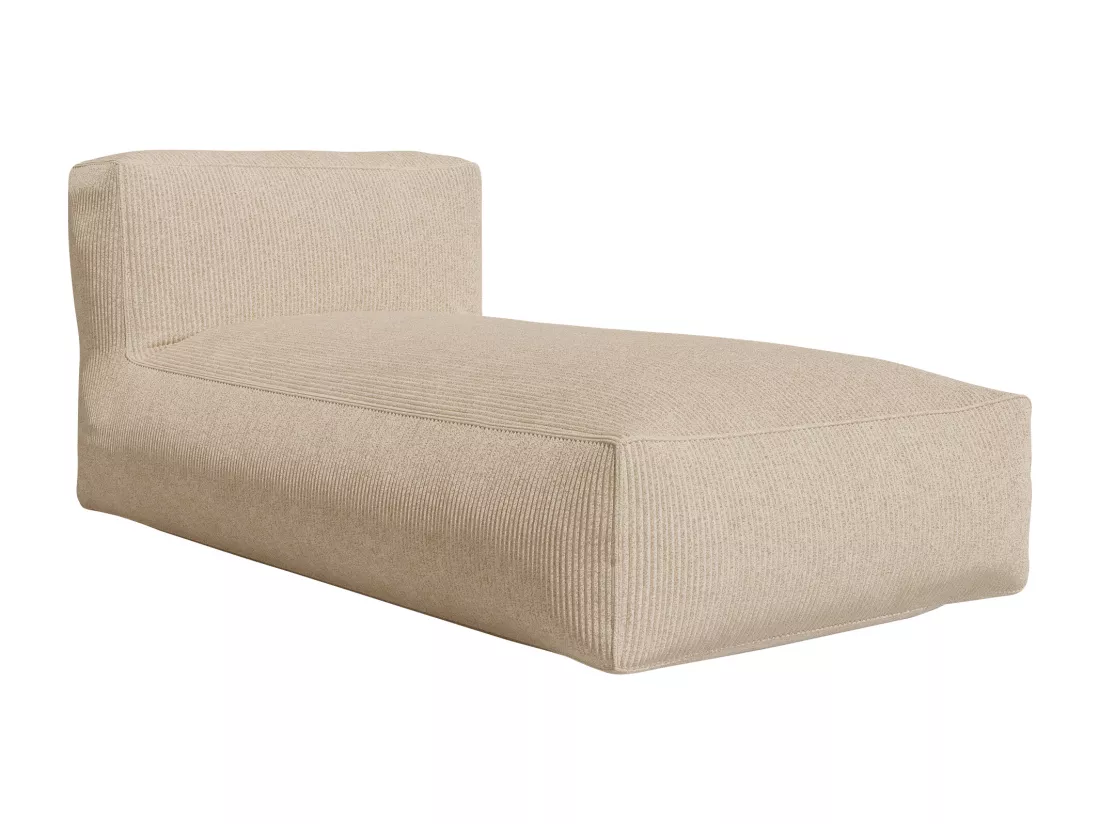 Canapé d'angle modulable avec pouf en velours côtelé beige NOUMARA
