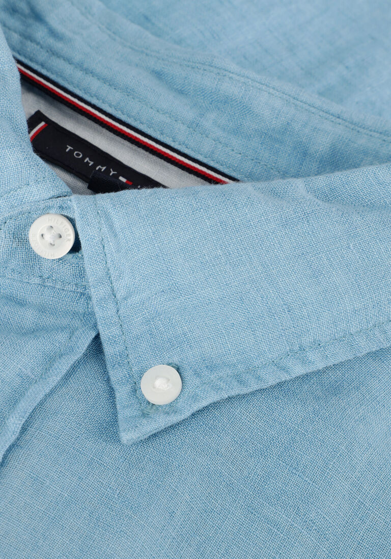 TOMMY HILFIGER blauwe tommy hilfiger casual overhemd pigment dyed li solid rf shirt