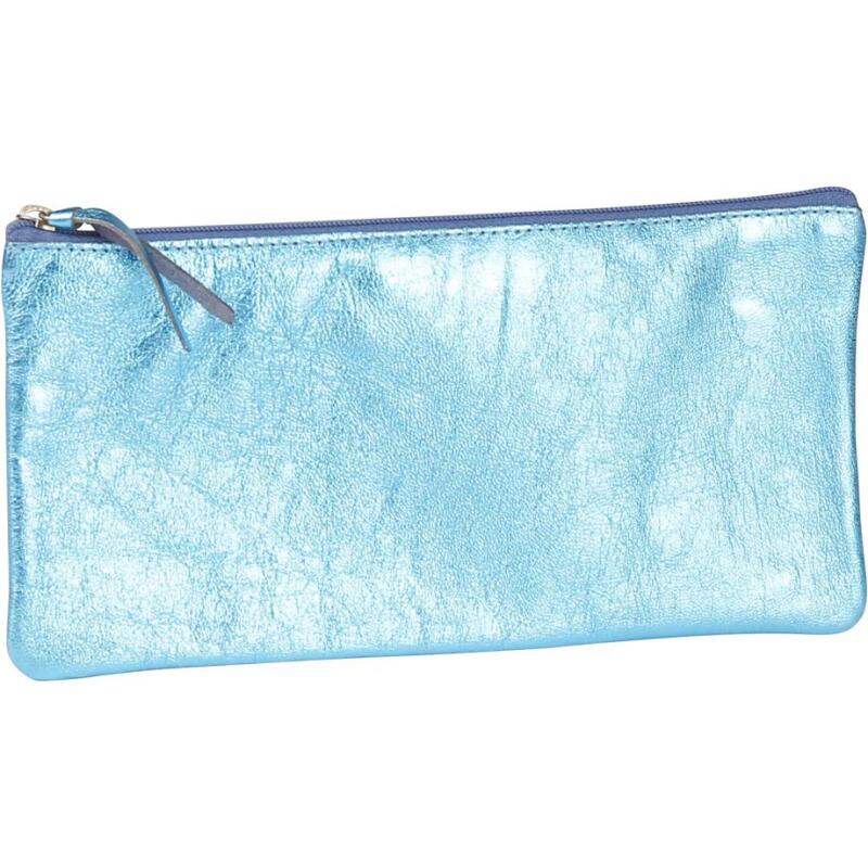 MIROR CUIR Trousse plate 22x11 cm Miror Turquoise