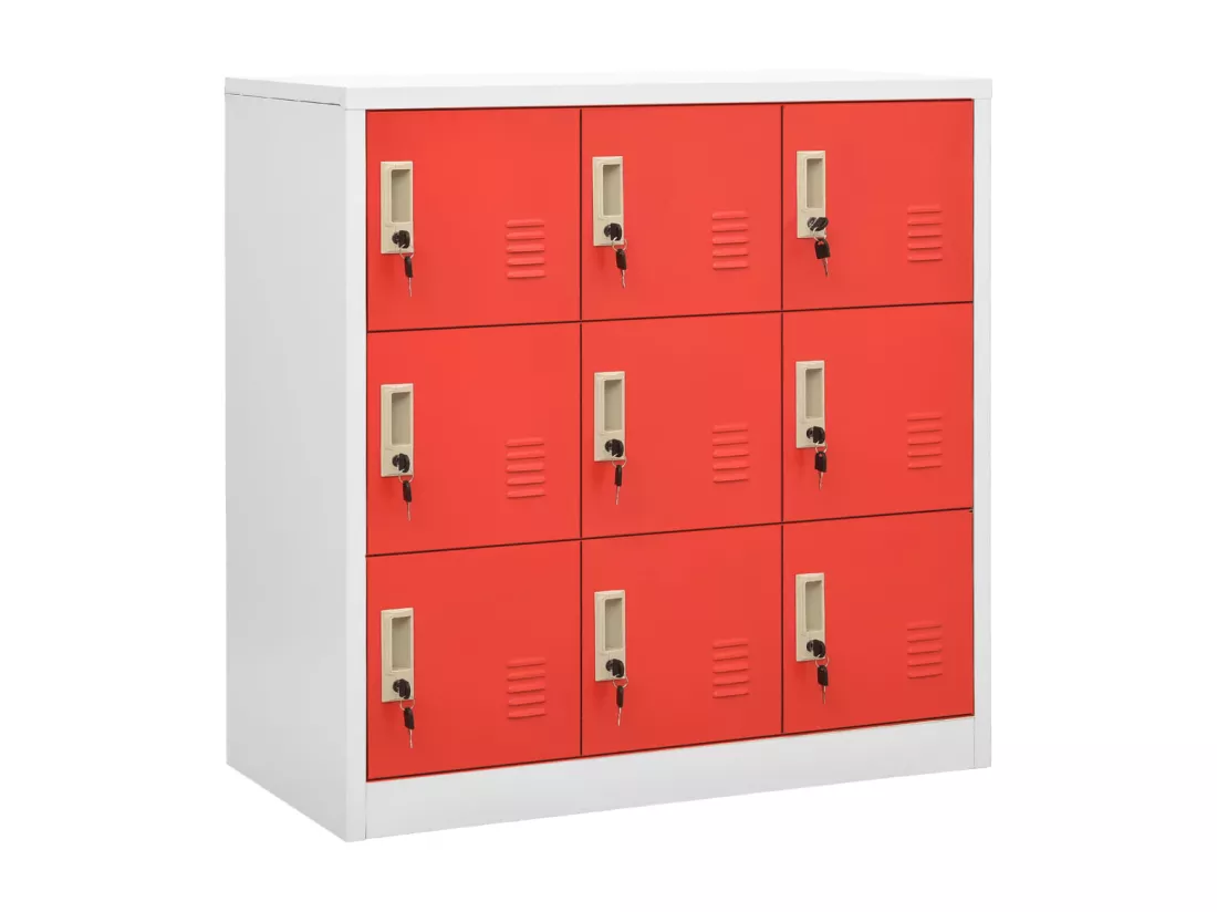 Armoire à casiers Gris clair et rouge 90x45x92,5 cm Acier