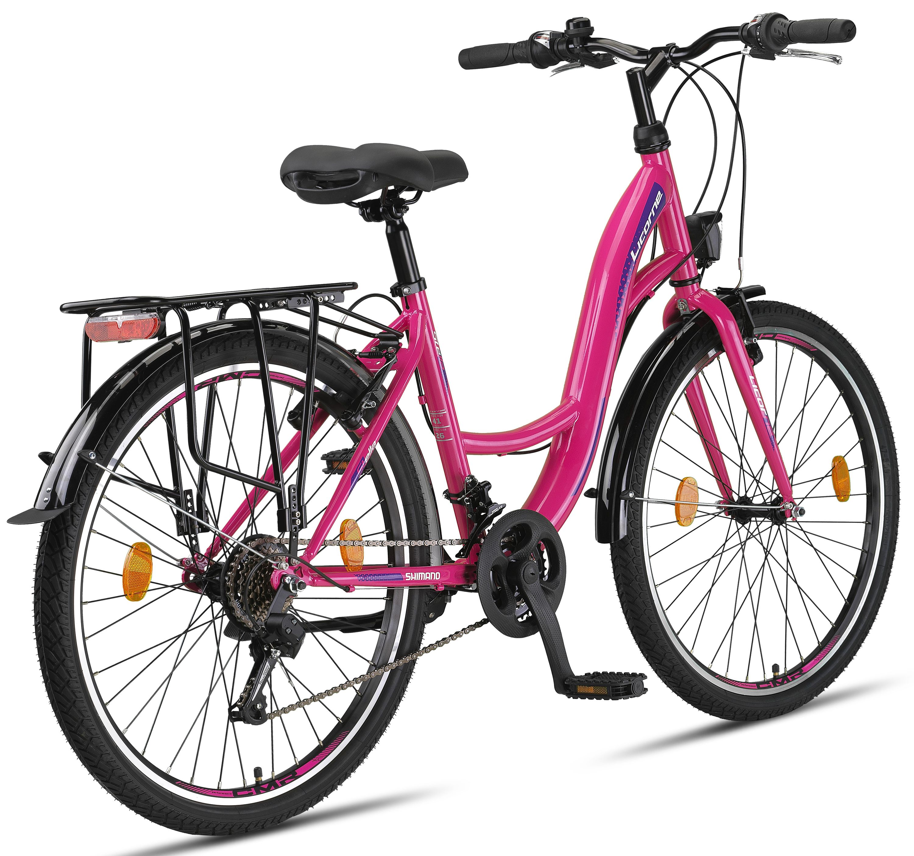 Licorne Bike Stella Premium City Bike 20,24,26 und 28 Zoll Fahrrad für Mädchen Herren und Damen 21 Gang (6 Gang bei 20 Zoll) Holland Citybike