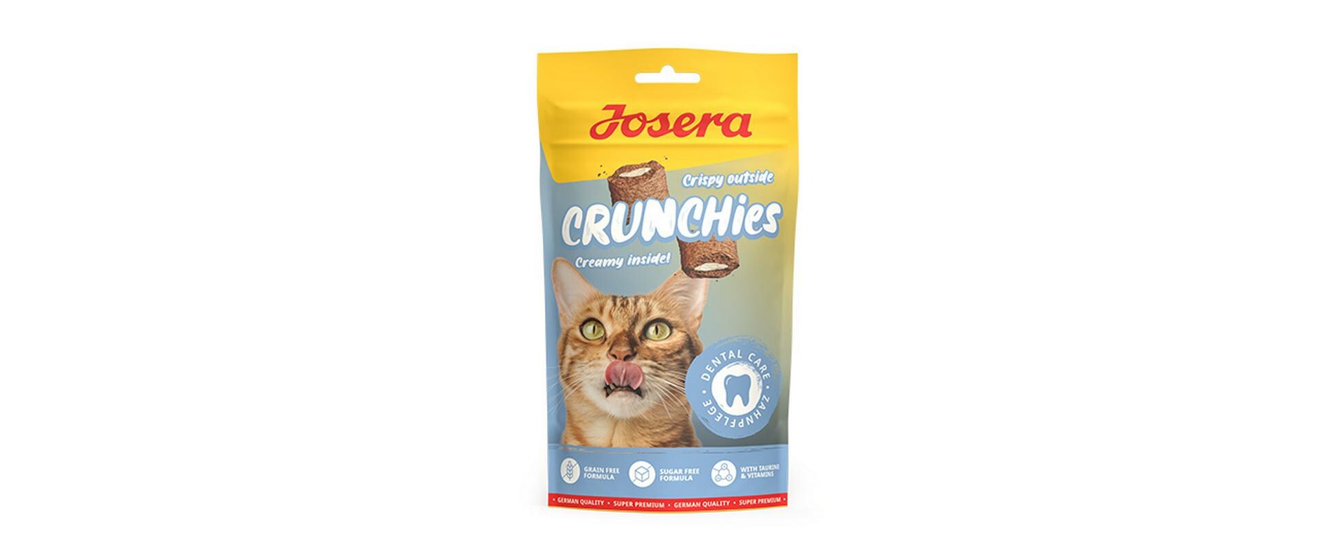 Katzen-Snack Crunchies Dental, 60 gKnuspriger Katzen-Snack mit cremigem Kern