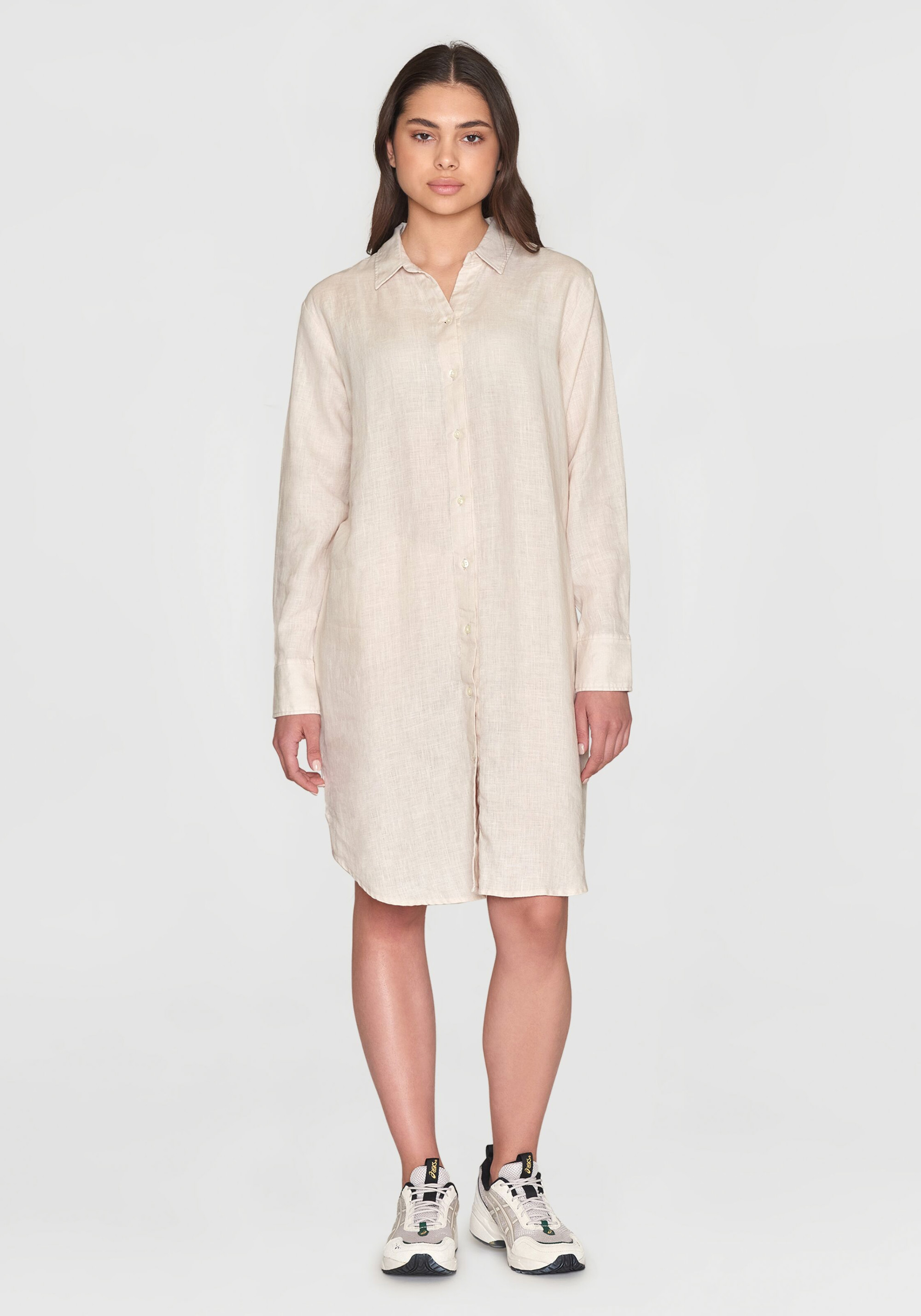 Knowledge Cotton Apparel Leinenkleid Classic Linen Dress Light Feather Gray