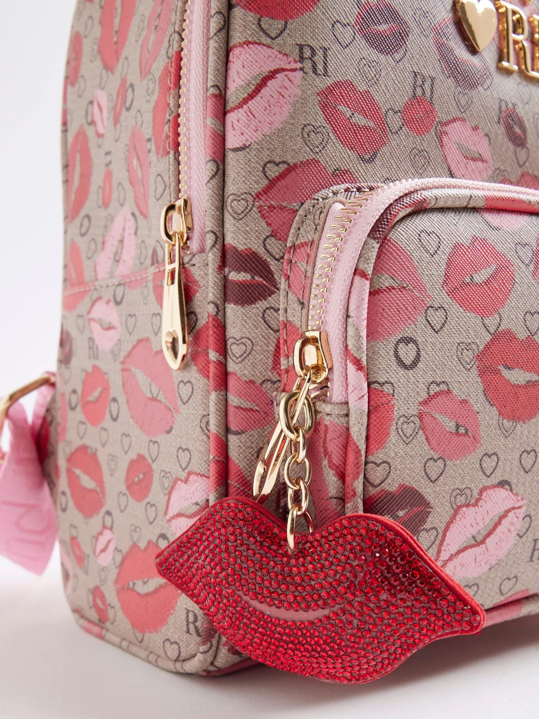 River Island Lips Monogram Backpack
