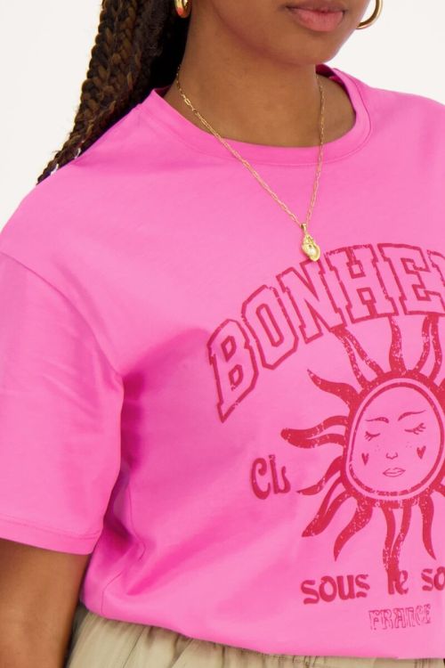 Roze T-shirt ''Bonheur''