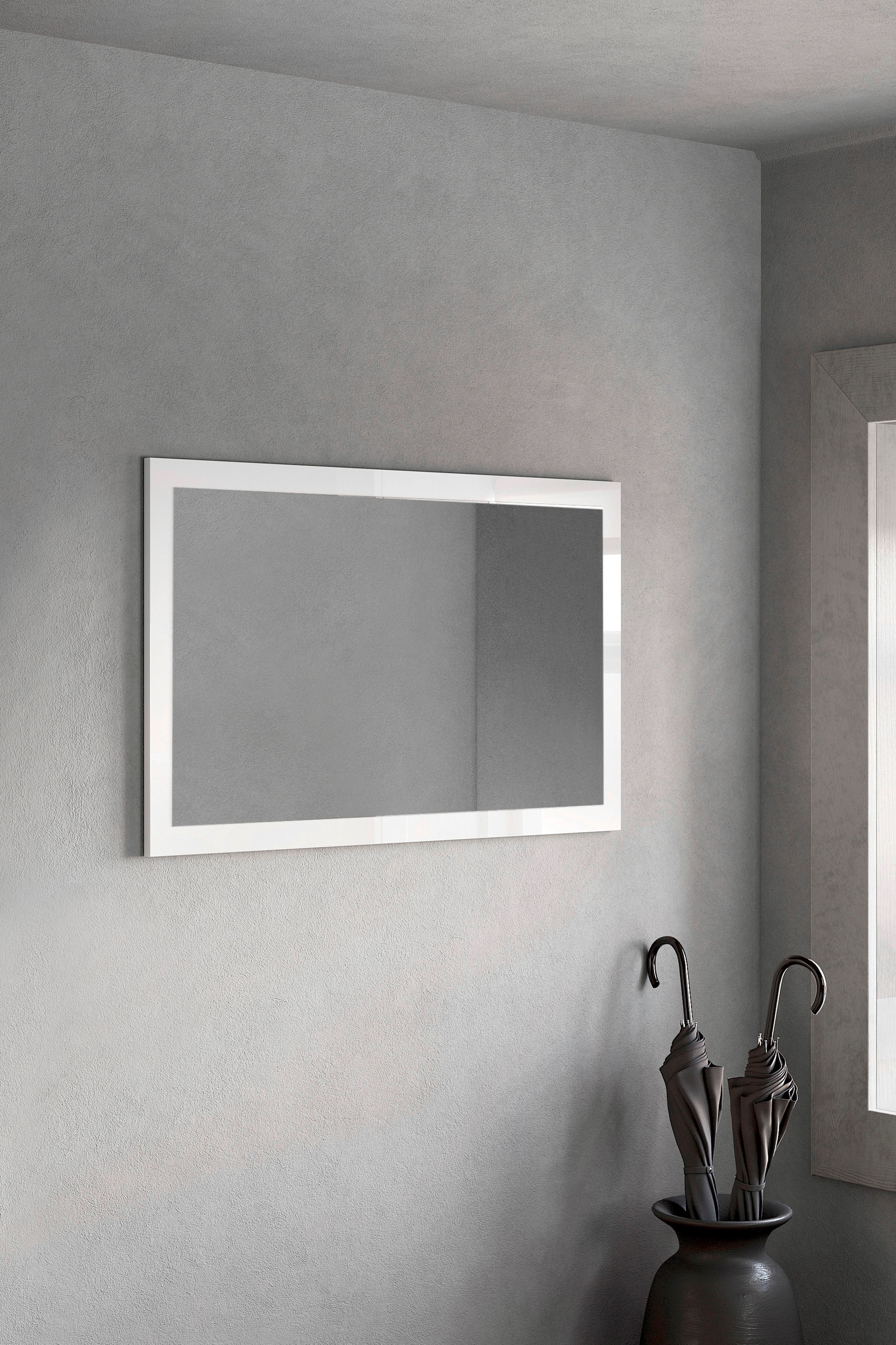 INOSIGN Garderobenspiegel »Breite x Höhe: 110 x 68 cm, mit Rahmen Weiss Hochglanz Lack« passend zur Garderobe Smile + Hamburg, längs u. quer hängen