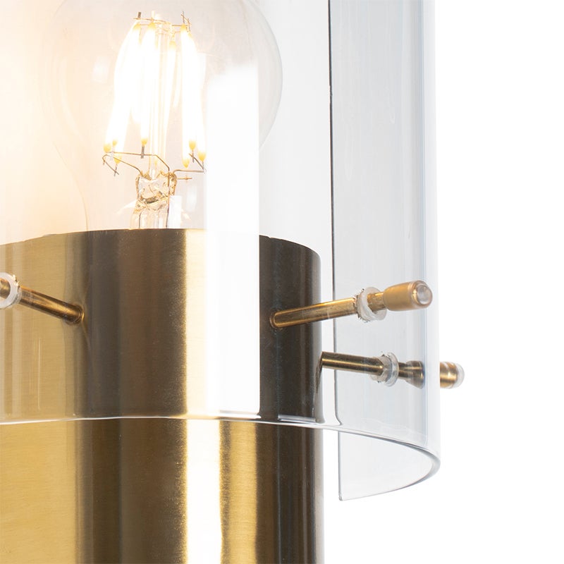 Vintage wandlamp van messing met gerookt glas - Vidra