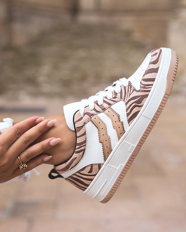 Basket femme motif animal à lacets - CL65 ZEBRA