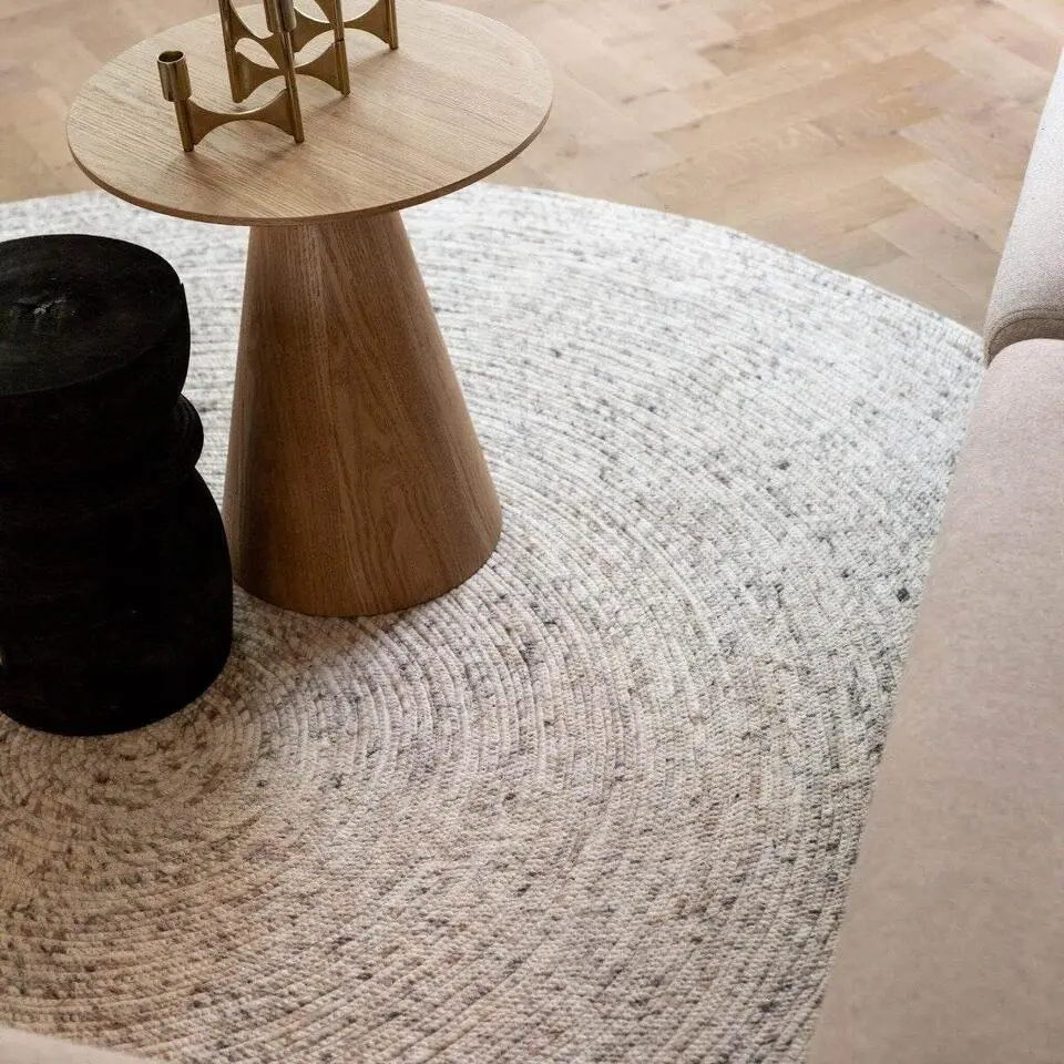 Interieur05 rond vloerkleed Gapo beige/wit - 220 x 220 cm