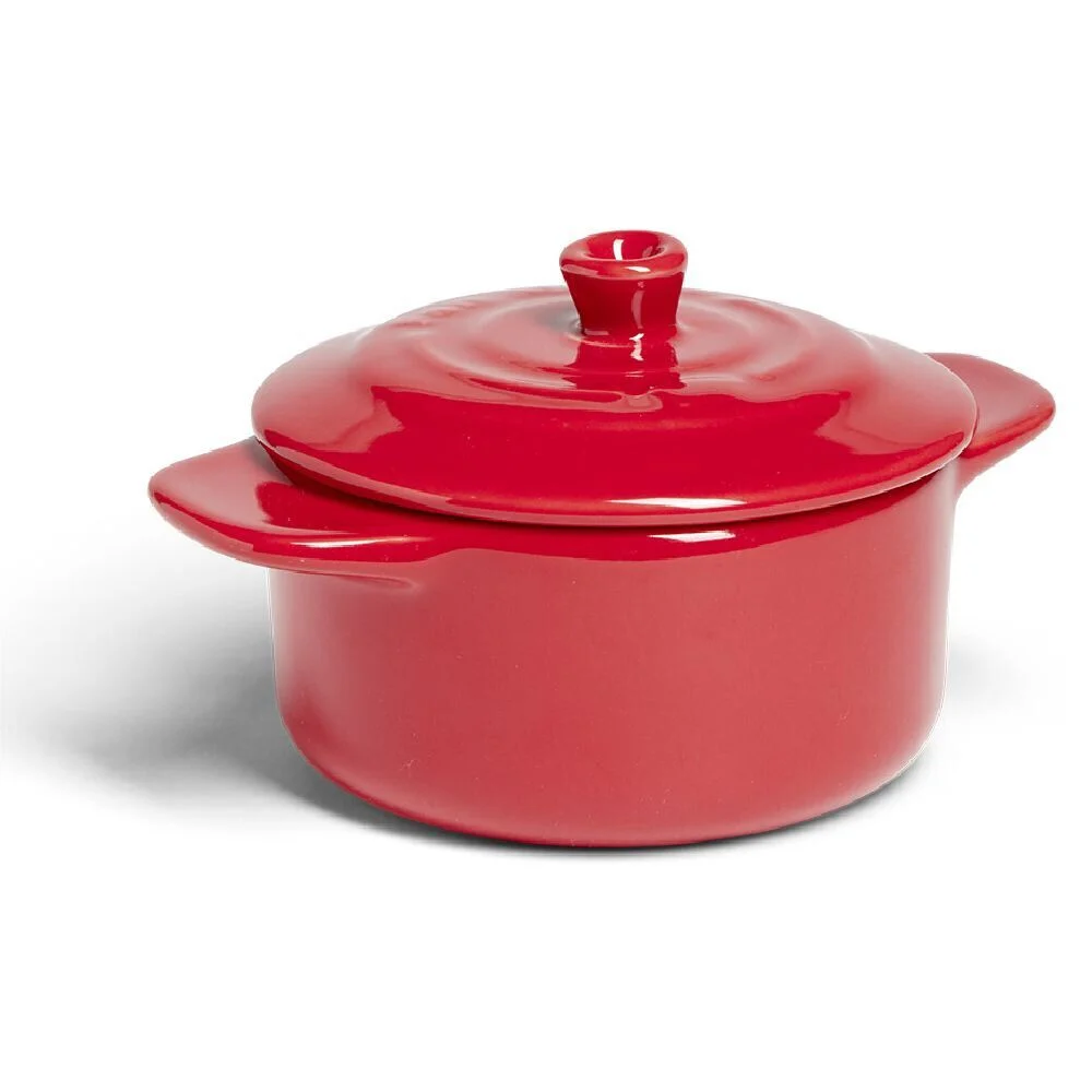 Mini cocotte individuelle en céramique avec couvercle - rouge ou vert