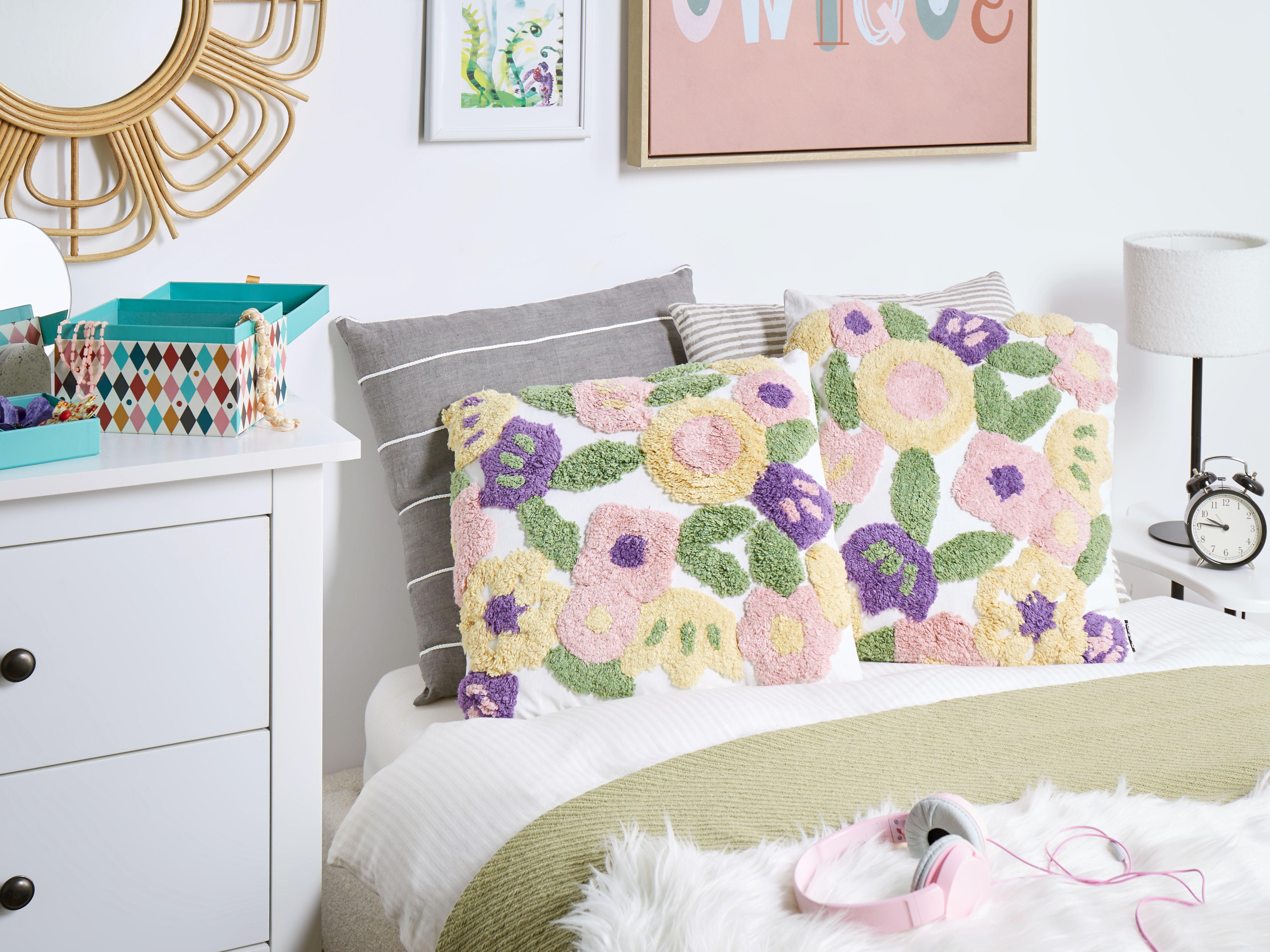 Set van 2 sierkussens TRICORNIO Katoen 45 x 45 cm Meerkleurig bloempatroon