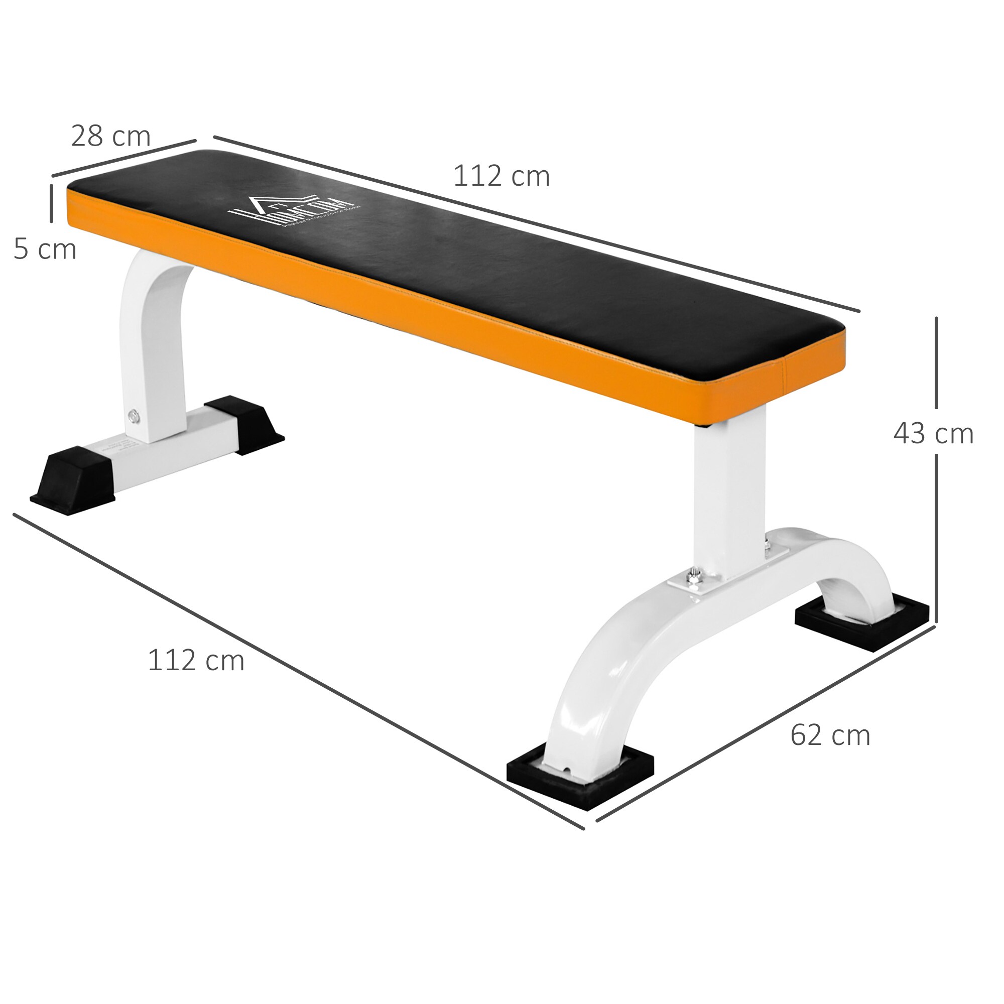 HOMCOM Hantelbank rutschfest schwarz, weiß, orange 110 x 58,5 x 40 cm (LxBxH)