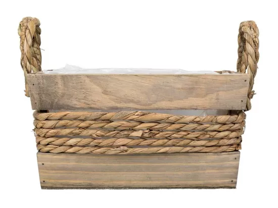 Panier en bois et corde avec poignées marron 25x15x13h