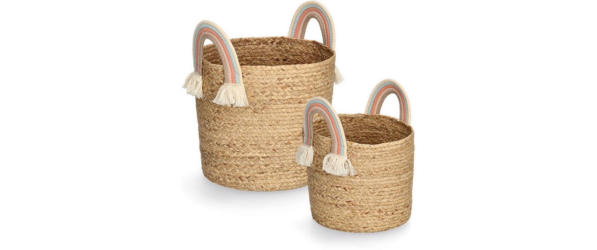 Spielzeugkorb Rainbow Natur Seegras 30 x 30 cmAufbewahrungskorb für Kinderzimmer