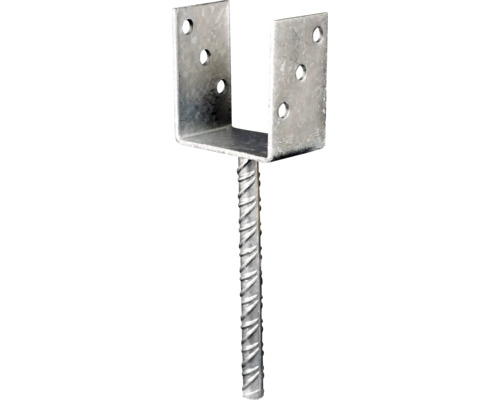 U-vormige paaldrager met betonanker van geribbeld staal, 101 x 100 x 200 mm, thermisch verzinkt, 1 stuk