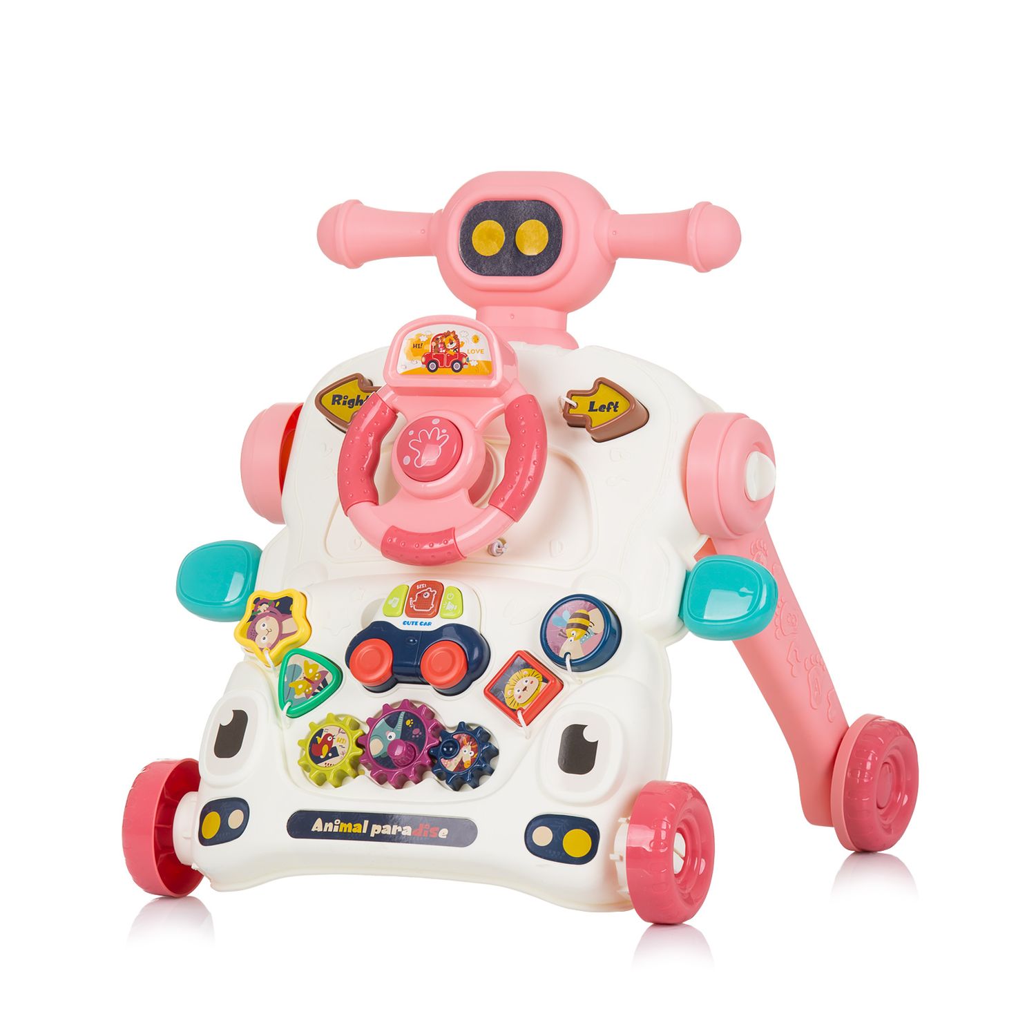 Chipolino Lauflernwagen 3 in 1 Auto, Spieltisch, Lenkrad, Tasten, Musik, Lichter rosa