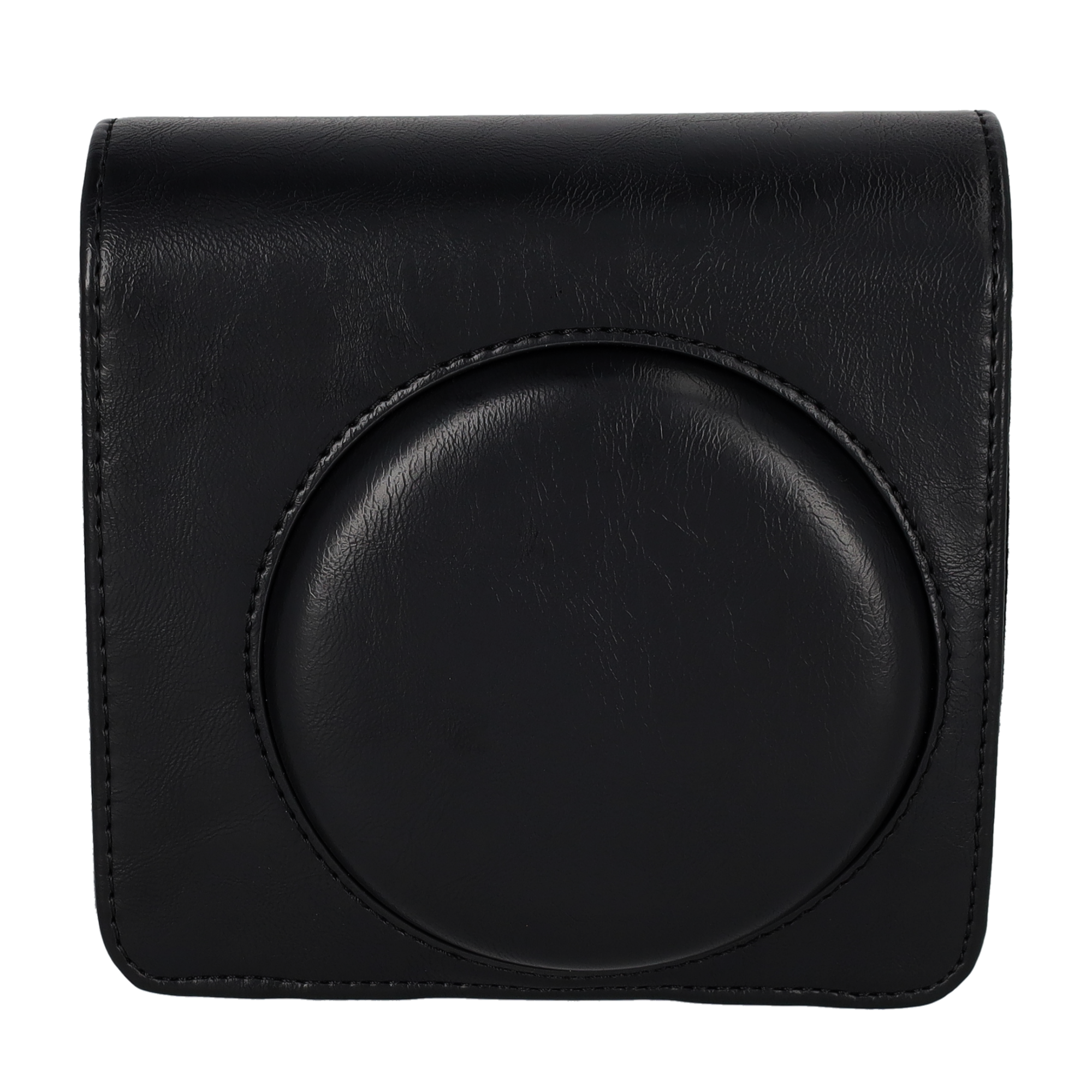 (14x14cm) Foto Kamera Ledertasche Transportbox aus Kunstleder für FUJI Instax Square SQ6 inkl. Schultergurt (108cm) - Schwarz